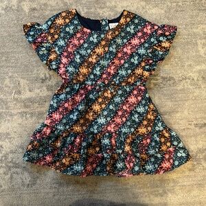 Janie and Jack (2t) - multi color floral dress with ruffles on sleeve + bottom